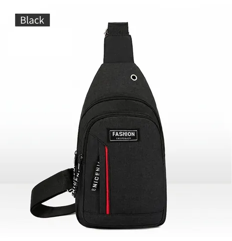 Borsa Monospalla Casual In Nylon Zaino Da Petto Con Foro Per Auricolari Toppa Con Lettere Borsa A Tracolla Per Sport