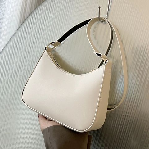 Damen Minimalistische PU Leder Achseltasche Halbmond Hobo Umhängetasche Mit Verstellbarem Riemen Reißverschluss Für Den Alltag