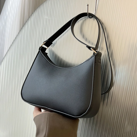 Damen Minimalistische PU Leder Achseltasche Halbmond Hobo Umhängetasche Mit Verstellbarem Riemen Reißverschluss Für Den Alltag