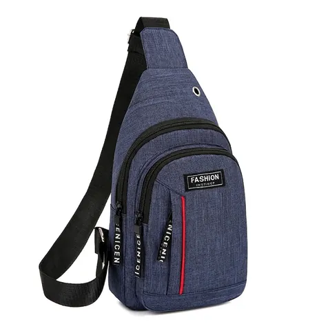 Borsa Monospalla Casual In Nylon Zaino Da Petto Con Foro Per Auricolari Toppa Con Lettere Borsa A Tracolla Per Sport