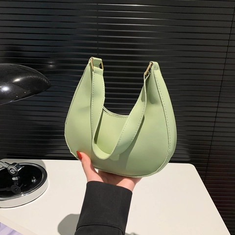 Minimalist PU Leather Crescent Underarm Bag For Women Solid Color Simple Hobo Shoulder Bag Daily Fashion Handbag