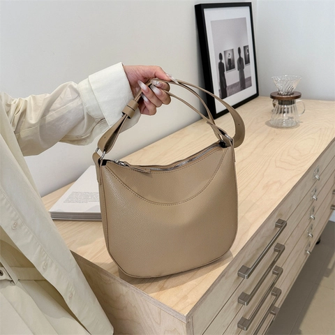 Damen Mode Lychee Textur Hobo Bag Minimalistisch PU Leder Halbmond Umhängetasche Mit Verstellbarem Riemen Alltags Lässige Achseltasche