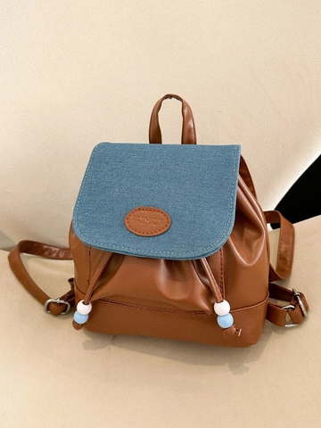 Mini Mode Rucksack Für Frauen PU Leder Kleine Reisetasche Mit Kordelzug Klappdeckel Und Perlendekor