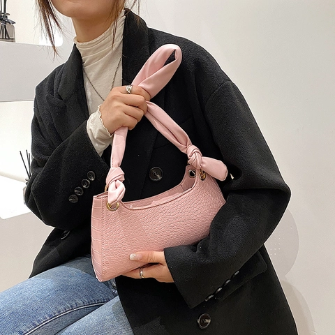 Kroko Muster Unterarm Umhängetasche PU Leder Retro Knoten Riemen Schicke Handtasche Für Damen