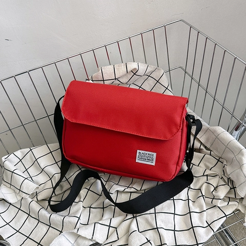 Messenger Crossbody Bag Canvas Flap Square Casual Japanese Style Adjustable Strap Retro Shoulder Bag Solid Color