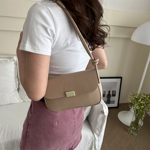 Piccola Borsa Quadrata Vintage in Pelle PU Minimalista per Donna Elegante Borsa a Tracolla a Patta Borsa a Spalla Con Cinturino a Nodo