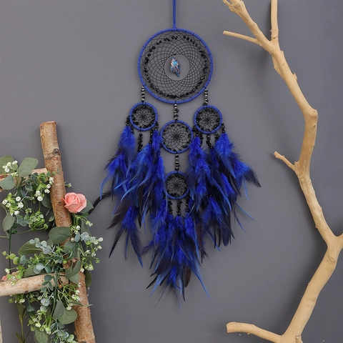 Acchiappasogni Albero della Vita Boho da Parete Fatto a Mano Multi-Anello Piume Pietre Frantumate Acchiappasogni per Camera da Letto Decorazione