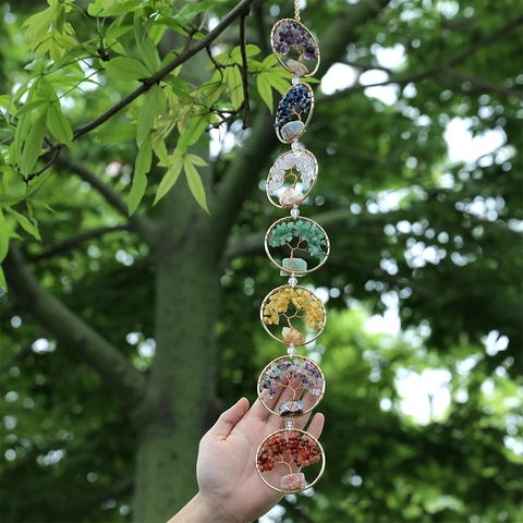 Árbol De La Vida Adorno Colgante Cristal Natural Hecho A Mano Chakra Decoración De Pared Estilo Boho