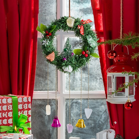Ghirlanda Natalizia Da Appendere Con Campanelli In Metallo Pietre Naturali Mini Albero Di Natale Pino Artificiale Casa