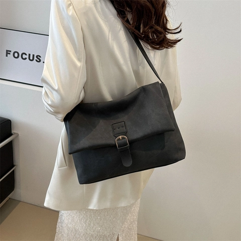 Damen Mode PU Leder Schultertasche Retro Kleine Quadratische Umhängetasche Mit Verstellbarem Riemen Metallschnalle Alltag