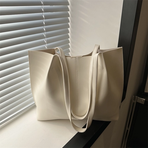 Borsa Tote Grande Capacità Per Donna Borsa A Tracolla In Pelle PU Minimalista Borsa Da Giorno Chic Morbida