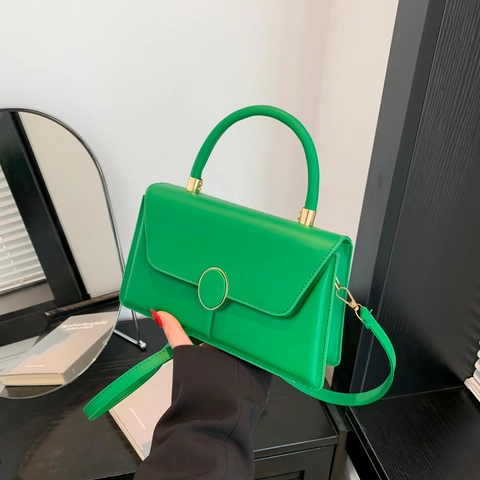 Dames Koreaanse Stijl Minimalistische PU Leer Kleine Vierkante Schoudertas Effen Kleur Crossbody Handtas Met Metalen Gesp