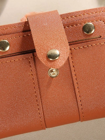 Women Mini Bi-fold Wallet PU Leather Litchi Pattern Short Coin Purse Card Slots Zipper Change Slot Gold Snap Lightweight Wallet
