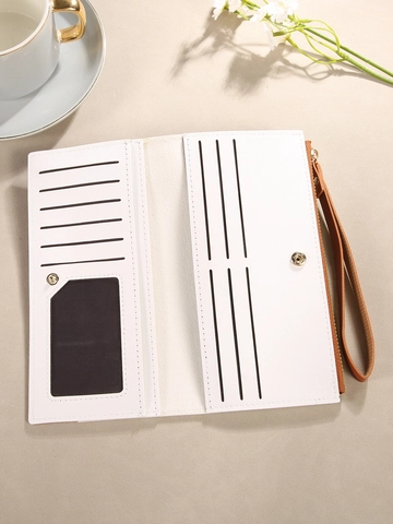 Women's Long Wallet Color Block PU Leather Tassel Zipper Multi Card Slots Purse Handbag For Daily Fashion Minimalist Hand Clutch