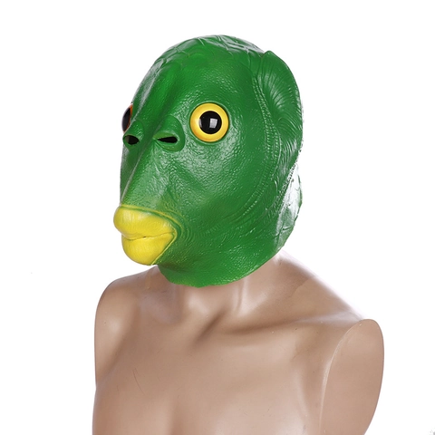 Divertente Maschera Testa Di Pesce Verde Lattice Parodia Copricapo Animale Per Puntelli Di Spettacolo Di Festa Adulti Unisex Accessorio Costume Bizzarro