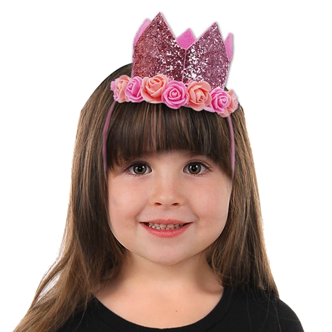 Kinder Baby Geburtstag Party Pailletten Krone Hut Glitzer Feier Hut Mit Schaumstoff Rosen Bommeln Für Fotografie Kopfschmuck