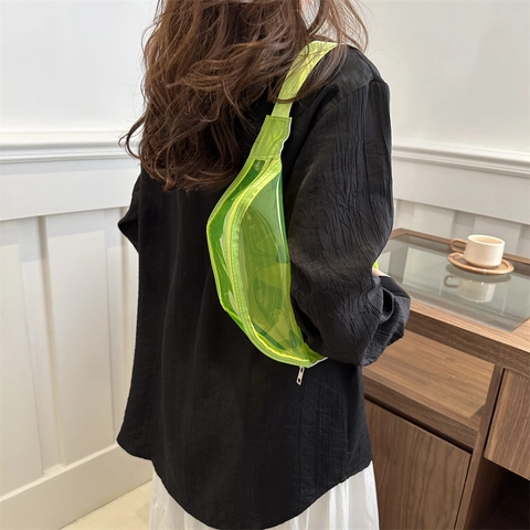 Fashion Transparent PVC Fanny Pack Waterproof Clear Chest Bag For Women Men Street Casual Crossbody Bag Adjustable Waist Belt Pouch