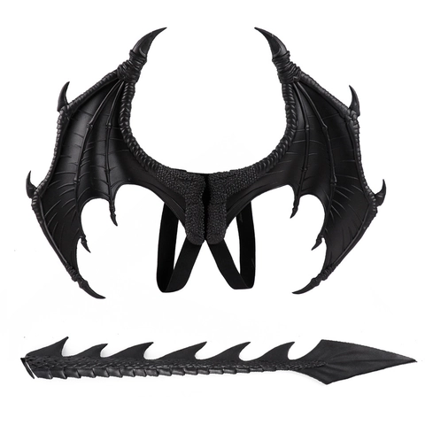 Drachenflügel Und Schwanz Kinder Halloween PU-Schaum Realistische Schuppentextur Cosplay Kostüm Party Requisiten Faltbar