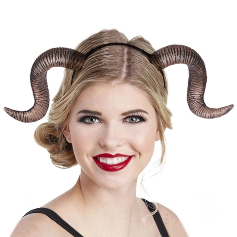 Simulation Goat Horn Headband Realistic Spiral Texture Halloween Cosplay Carnival Gothic Fantasy Party Hair Hoop Props