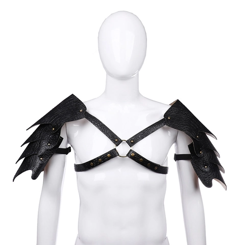 Medieval Viking Faux Leather Shoulder Armor Retro Pauldrons With Metal Rivets For Halloween Cosplay Costume Party