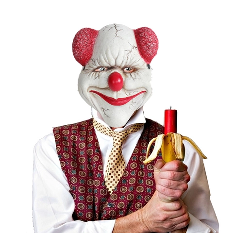 Halloween Carnival Party Horror Smiling Joker 3D PU Mask Realistic Cracked Texture Scary Clown Face Mask For Adult Cosplay Performance Prop