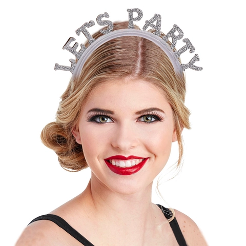 Diadema de Fiesta de Año Nuevo Purpurina Letra Cheers Lets Party Aro de Pelo Para Celebración de Navidad Decoración de Fiesta