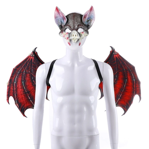 Halloween Bat Wing And Mask Accessory PU Foam Non Woven Fabric Cosplay Party Dress Up For Adults Kids