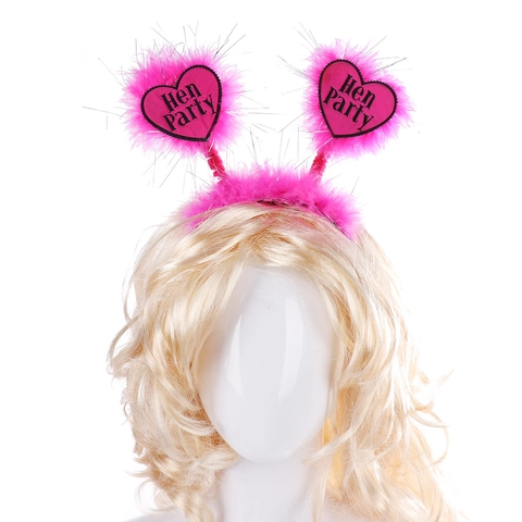 Hen Party Pink Feather Headband Heart Shaped Hairband Bachelorette Party Hair Accessories For Women Wedding Party Decoration