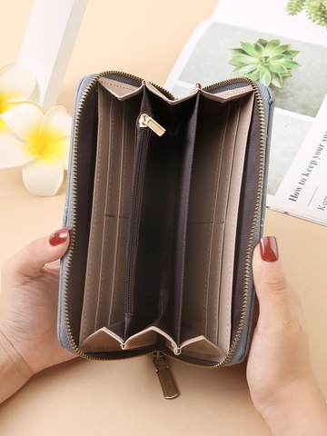 Damen Geldbörse Lang RFID Schutz PU Leder Große Kapazität Clutch Handy Tasche Durchbrochenes Design Mit Handschlaufe
