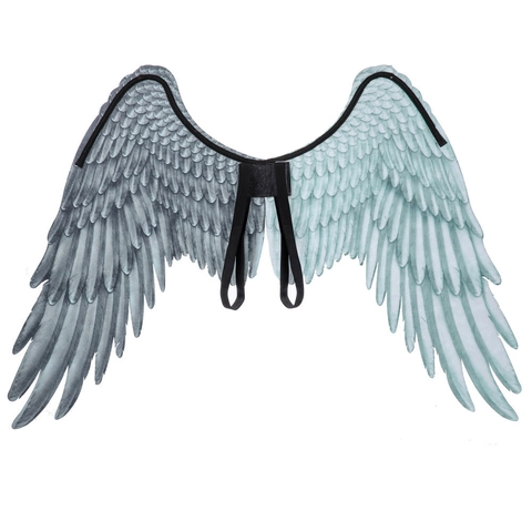 Große Engelsflügel Kostüm Schwarz Weiß Doppelfarbe Vliesstoff Federdruck Für Halloween Cosplay Karneval Party Requisiten