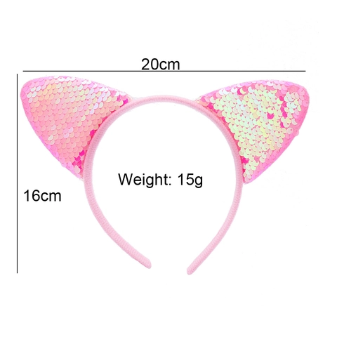 Sequin Cat Ear Headband Sparkly Party Costume Hair Accessory For Kids Girls Halloween Carnival Dress Up