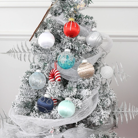 Palline Di Natale Ornamenti Appesi In Filo Di Raso Con Glitter E Paillettes Decorazione Per Albero Di Festa