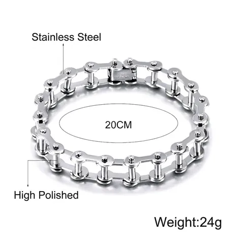Stainless Steel Bicycle Chain Bracelet Industrial Biker Punk Style Jewelry For Men And Women