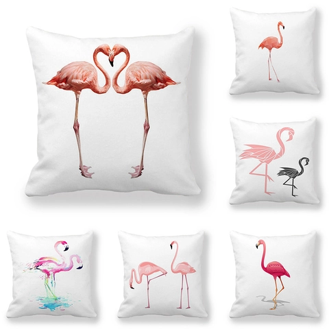 Flamingo Muster Dekorativer Kissenbezug Weicher Pfirsichhaut Stoff Quadratisch Sofakissenbezug Für Wohnzimmer Bett Haus Dekor