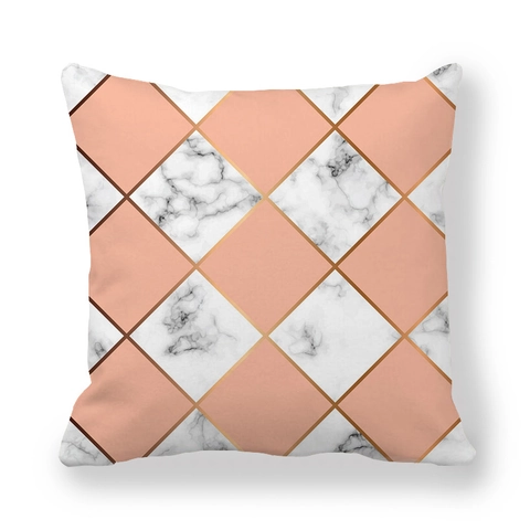 Modern Geometric Marble Pattern Pillowcase Peach Skin Polyester Decorative Cushion Cover For Home Sofa Office