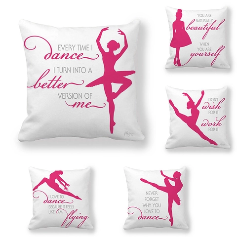 Ballerina Kissenbezug Pfirsichhaut Polyester Quadratisch Dekorativ Motivationszitat Ballett Silhouette Kunst Kissenhülle
