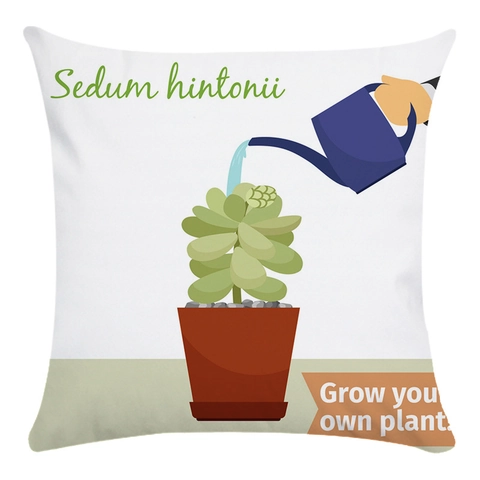 Cactus Succulent Pattern Decorative Pillowcase Polyester Soft Cushion Cover For Home Living Room Bedroom Plant Theme