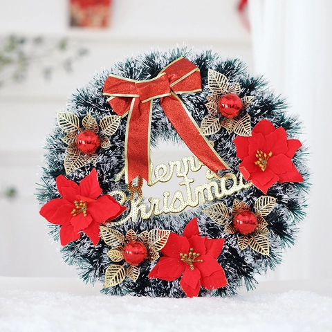 Künstlicher Weihnachtskranz Mit Frohe Weihnachten Schild Blume Schleife Kiefernnadel Girlande Haus Wand Tür Hängende Dekoration