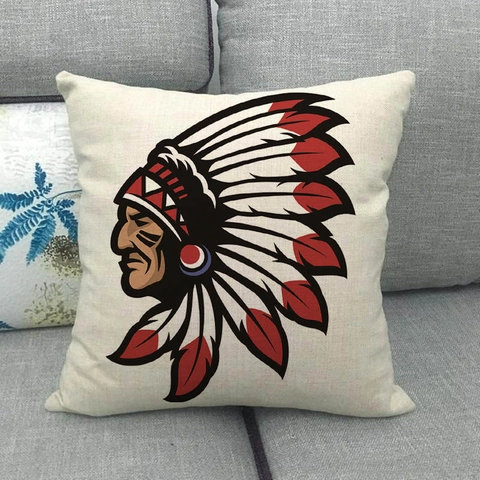 Tribal Linen Cushion Cover Boho Indian Chief Skull Dreamcatcher Decorative Pillow Case Square Ethnic Style Home Decor