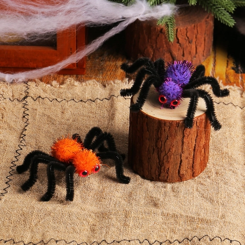 Halloween Simulation Plüsch Spinne Haarspange Gruselige Flexible Beine Bunte Glitzer Party Requisite Haarschmuck Damen Mädchen