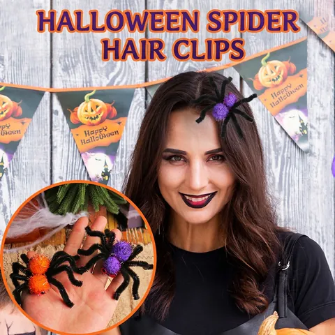 Halloween Simulation Plüsch Spinne Haarspange Gruselige Flexible Beine Bunte Glitzer Party Requisite Haarschmuck Damen Mädchen
