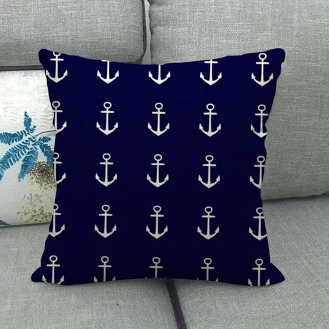 Anker Nautik Thema Kissenbezüge Leinen Baumwolle Marineblaue Streifen Meeresmuster Home Sofa Couch Deko Kissenhüllen
