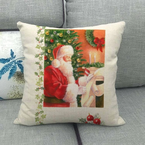 Federe Decorative Natalizie In Lino Copricuscini Festivi Decorazione Invernale Per Divano Quadrati