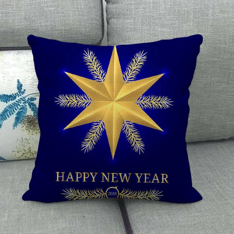 Housse De Coussin En Lin De Noël Et Nouvel An Taie D'Oreiller Carrée Décorative Pour Canapé Décoration Festive