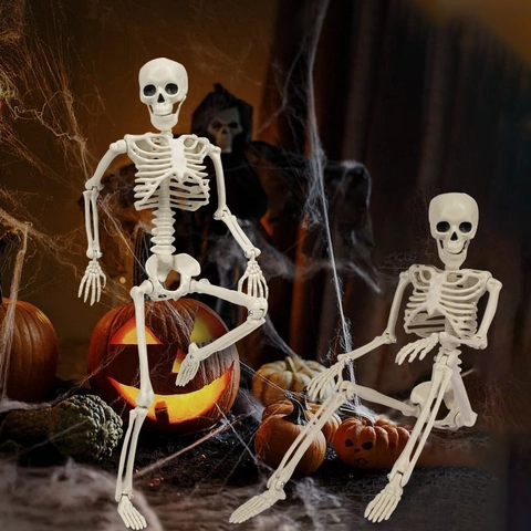 Halloween Skeleton Plastic Model Full Body With Movable Joints For Garden Haunted House Party Decor Hanging Poseable