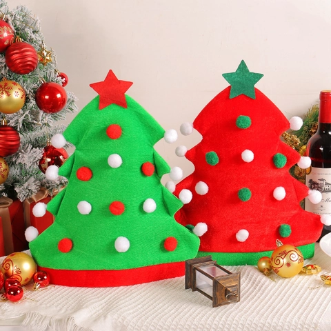 Funny Christmas Elf Hat Christmas Tree Hat Plush Elf Leg Pants Hat With Bells Red Green Striped Festive Party Decoration Costume Accessories