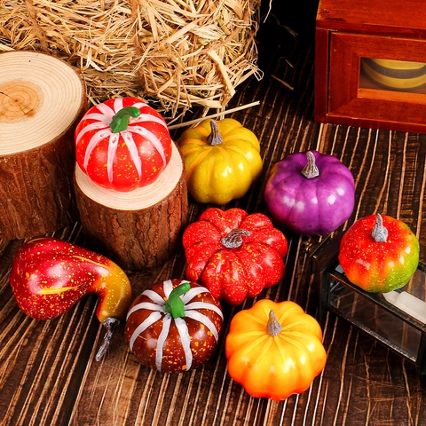 Ensemble Ornement Citrouille Récolte Artificielle Mousse Faux Légumes Gourde Pour Action Grâce Halloween Maison Décoration Table Rustique Ornement