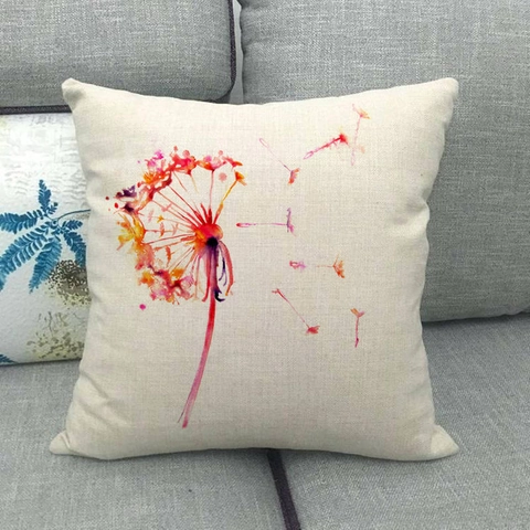 Leinen Kissenbezüge Löwenzahn Mädchen Aquarell Kunst Quadratische Dekorative Kissenhüllen Sofa Couch Wohnzimmer Deko