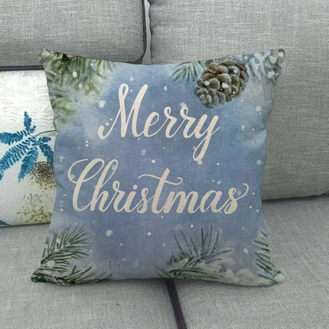 Weihnachten Kissenbezug Leinenoptik Kissenhülle Deko Quadratischer Kissenbezug Für Sofa Wohnzimmer Feiertag Heimtextilien