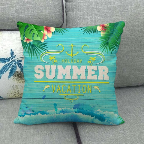 Sommer Nautical Dekorativer Kissenbezug Leinenmischung Tropisches Ozean Thema Kissenhülle Für Sofa Wohndeko Vintage Druck